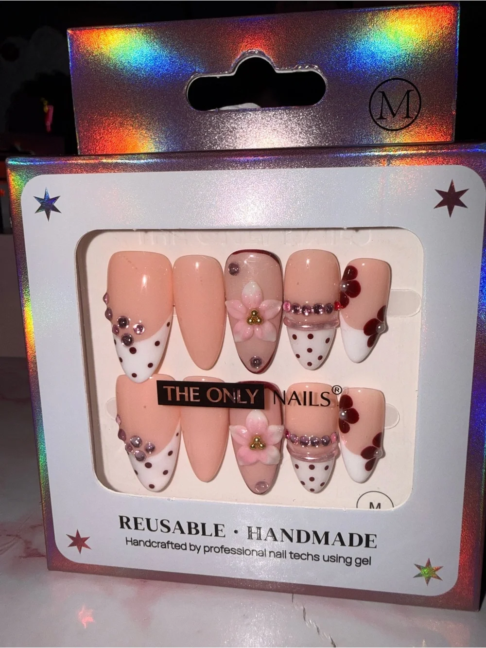 The Only Nails Reusable Pink Floral Press-On Nail Set